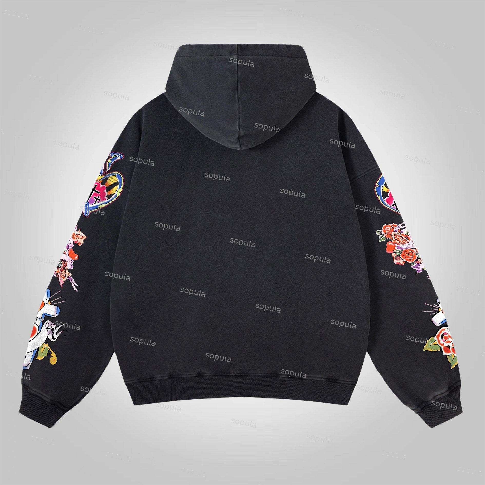 Sopula Vintage Risen King Graphic Washed Zip-Up Hoodie Product Image