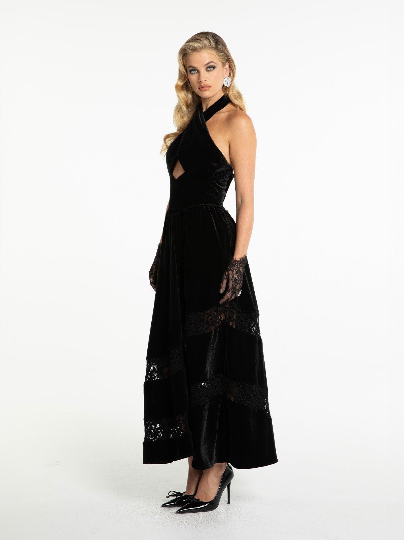 Maxine Velvet Dress (Black) Product Image