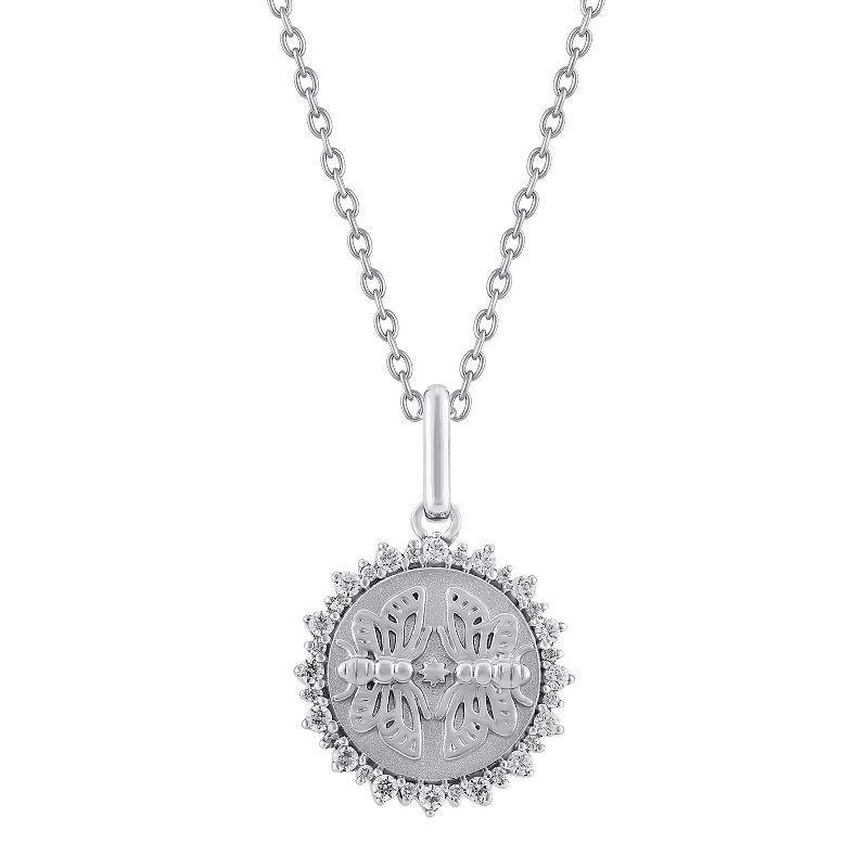 Royal Aura Sterling Silver 1/4 Carat T.W. Diamond Medallion Dove Pendant Necklace, Women's, Size: 18" Product Image