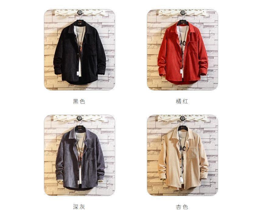 Plain Pocket Detail Corduroy Shirt Product Image
