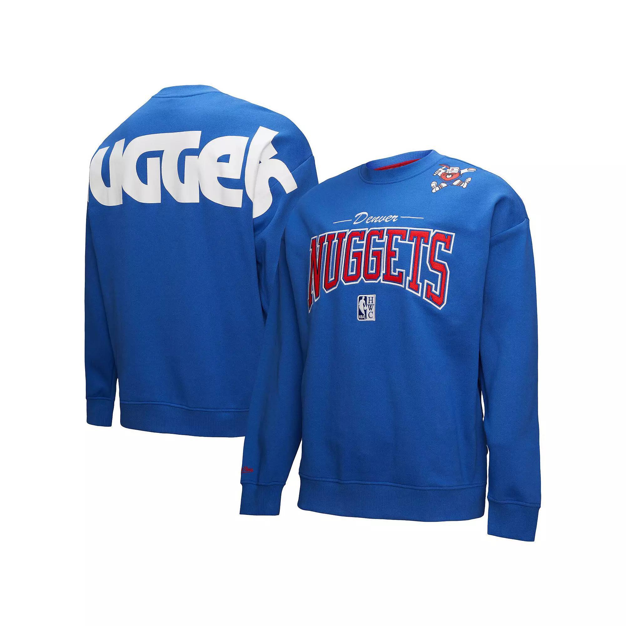 Men's Mitchell & Ness Royal Denver Nuggets Hardwood Classics There & Back 2.0 Vintage Pullover Sweatshirt, Size: Small, Nug Blue Product Image