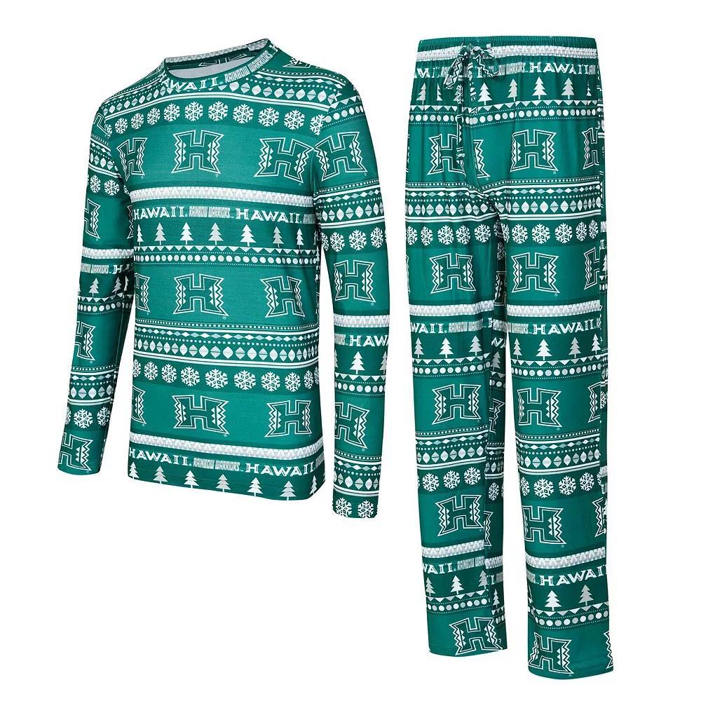 Mens Concepts Sport Green Hawaii Rainbow Warriors Swivel Long Sleeve T-Shirt & Pants Sleep Set Product Image