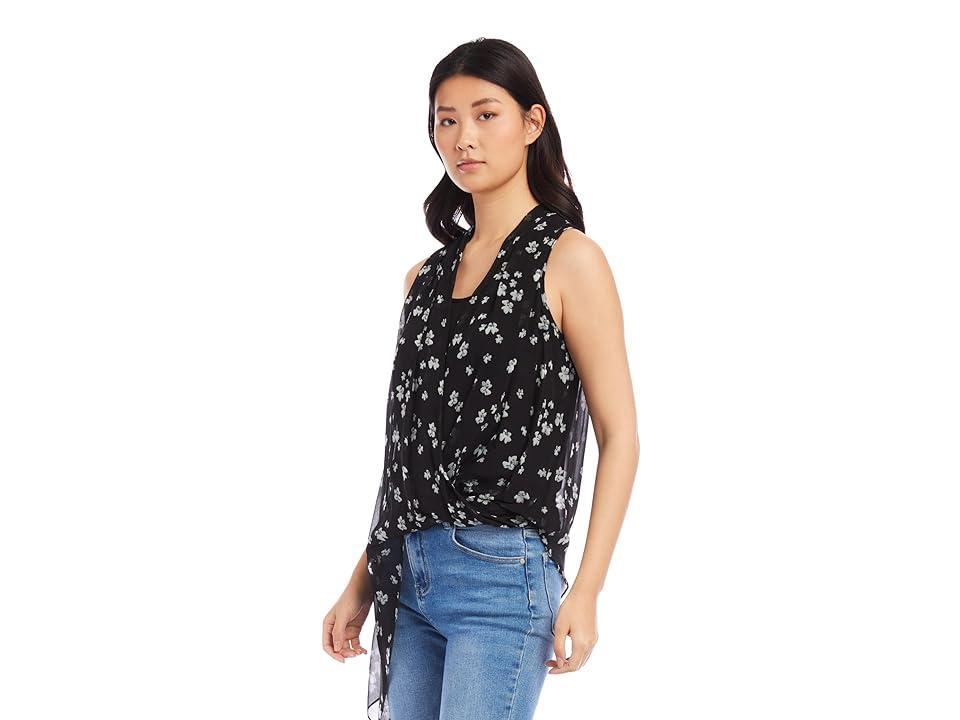 Karen Kane Asymmetric Hem Top (Print) Women's Clothing Product Image