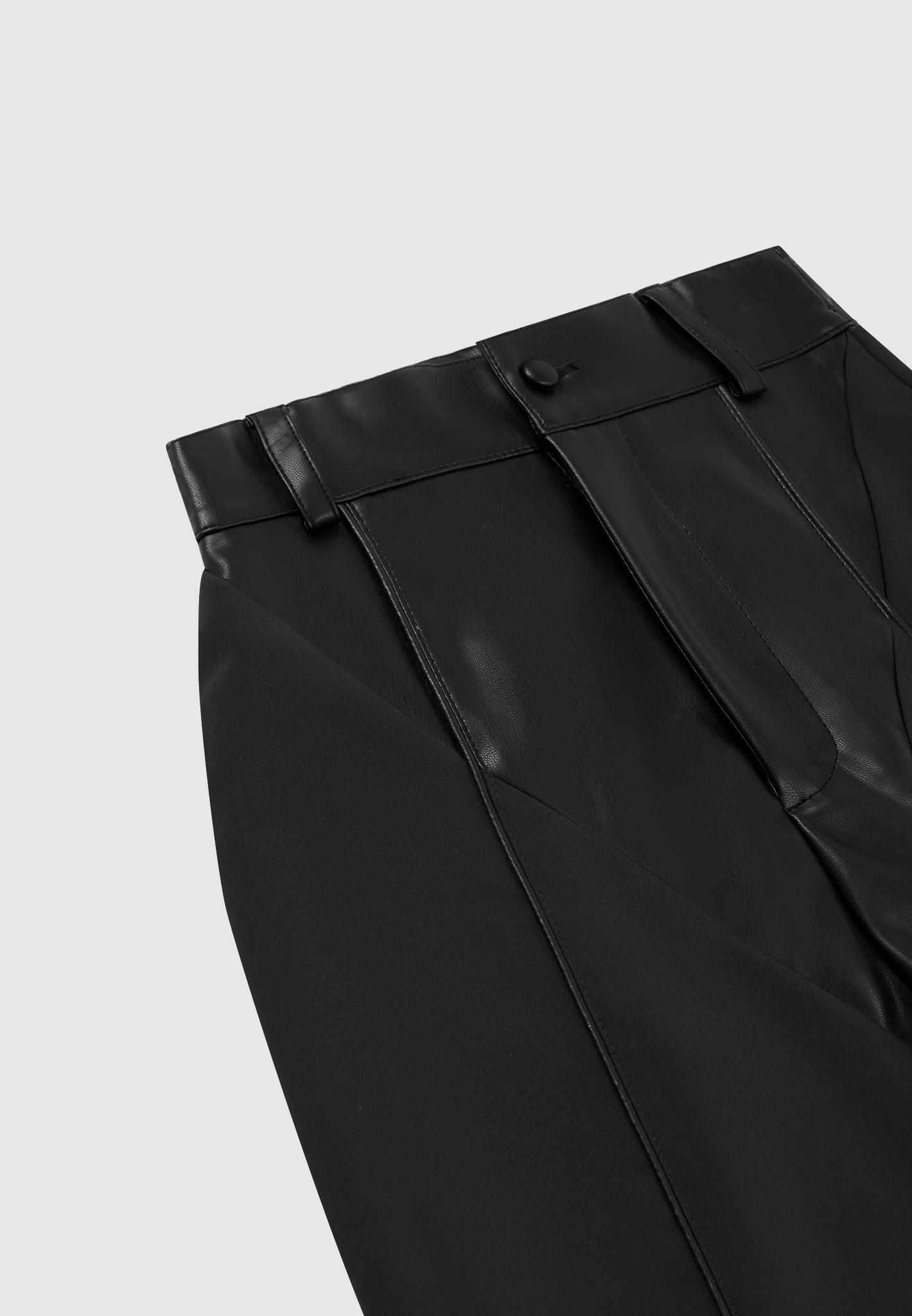 Leather & Woven Trousers - Black Female Product Image