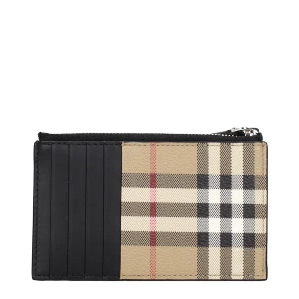 BURBERRY Document Holder Man Fabric Beige/black Product Image