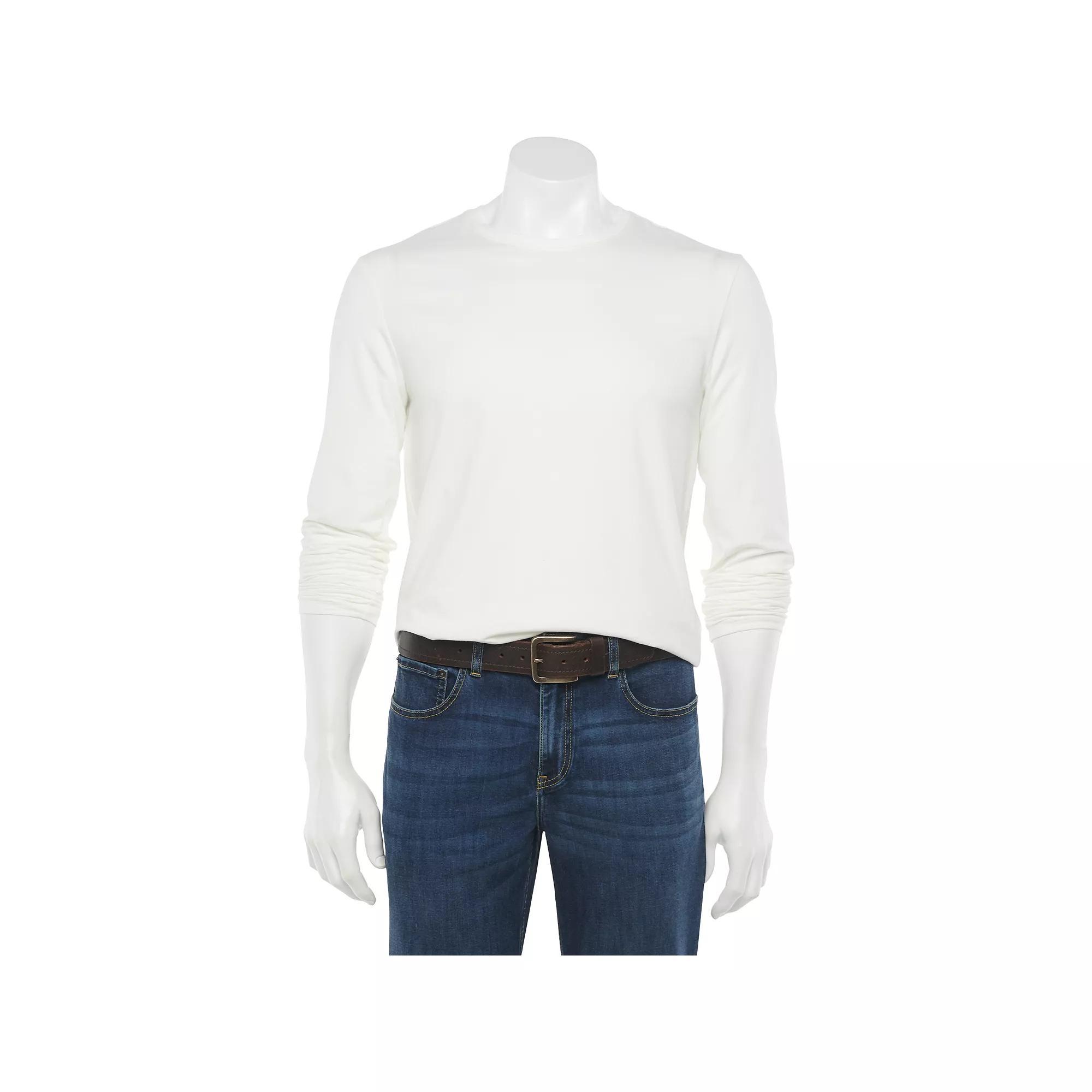 Men's Apt. 9® Premier Flex Long Sleeve Crewneck Tee, Size: Medium, Modern White Product Image