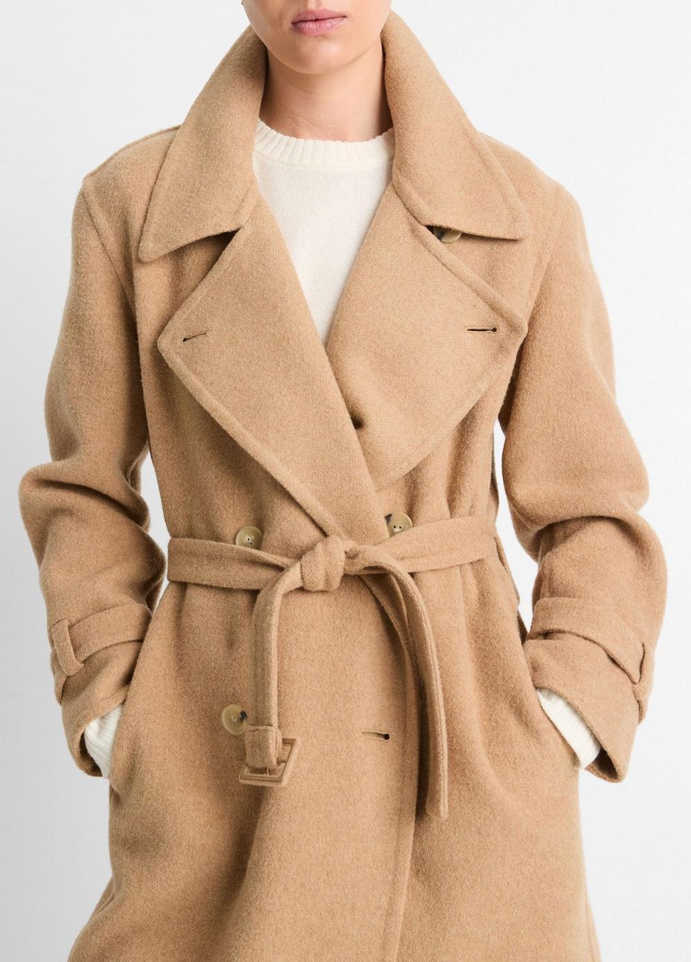 Womens Lofty Italian Wool-Blend Belted Long Coat, Camel, Size L Vince Product Image
