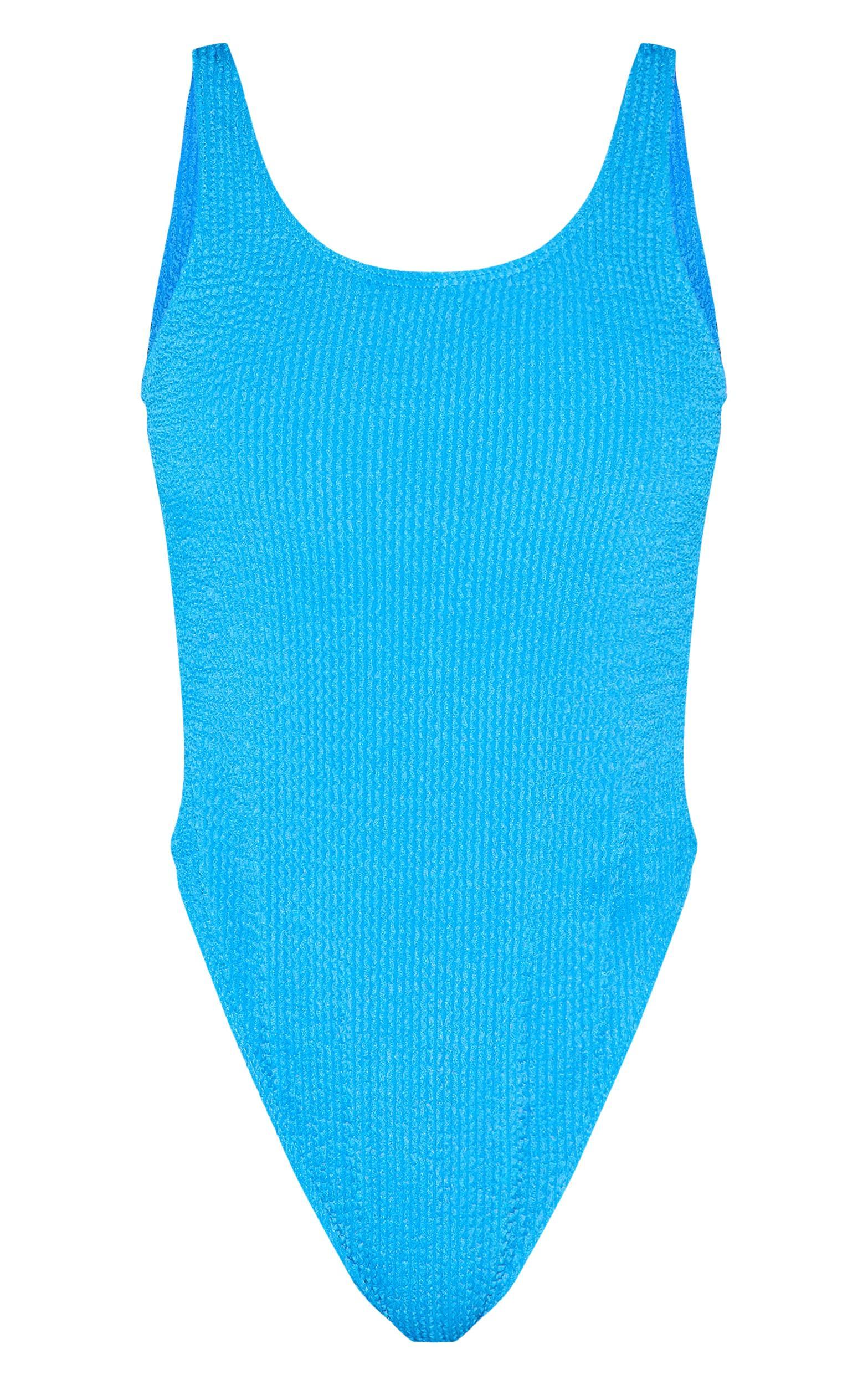 Blue Crinkle Low Scoop Back Swimsuit Product Image