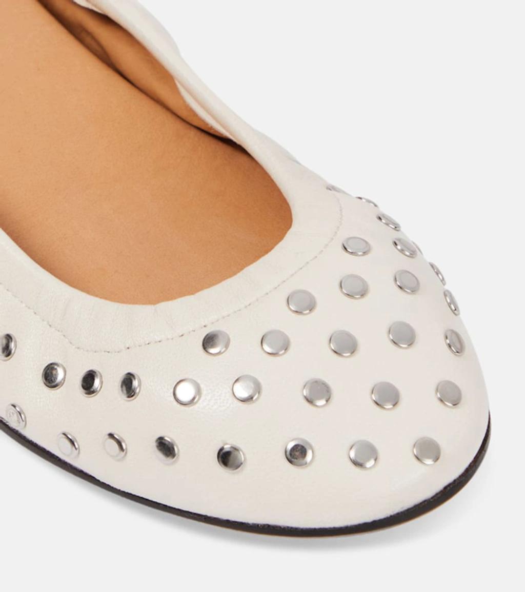 ISABEL MARANT Belna Leather Ballet Flats In White Product Image