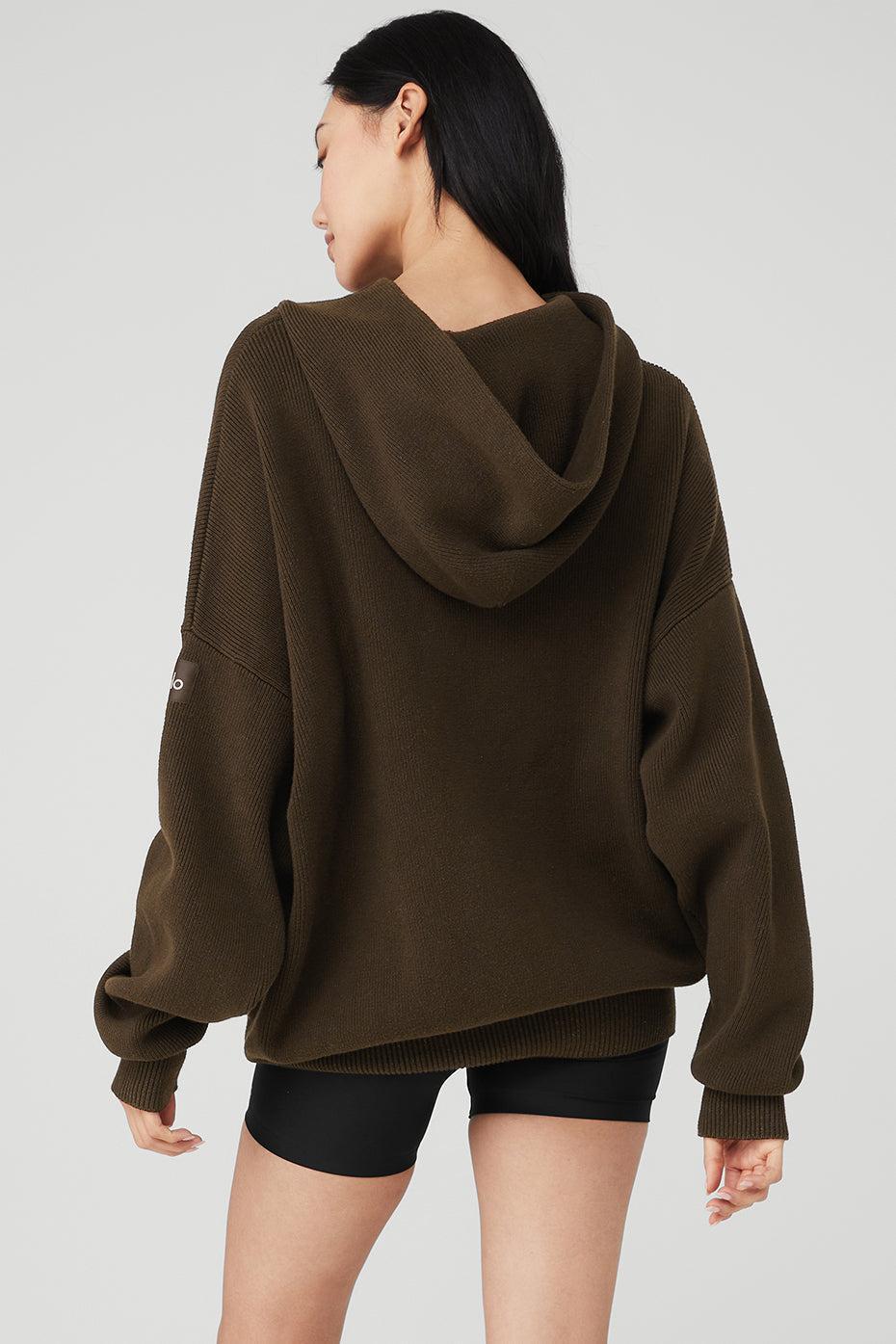 Scholar Hooded Sweater - Espresso Female Product Image