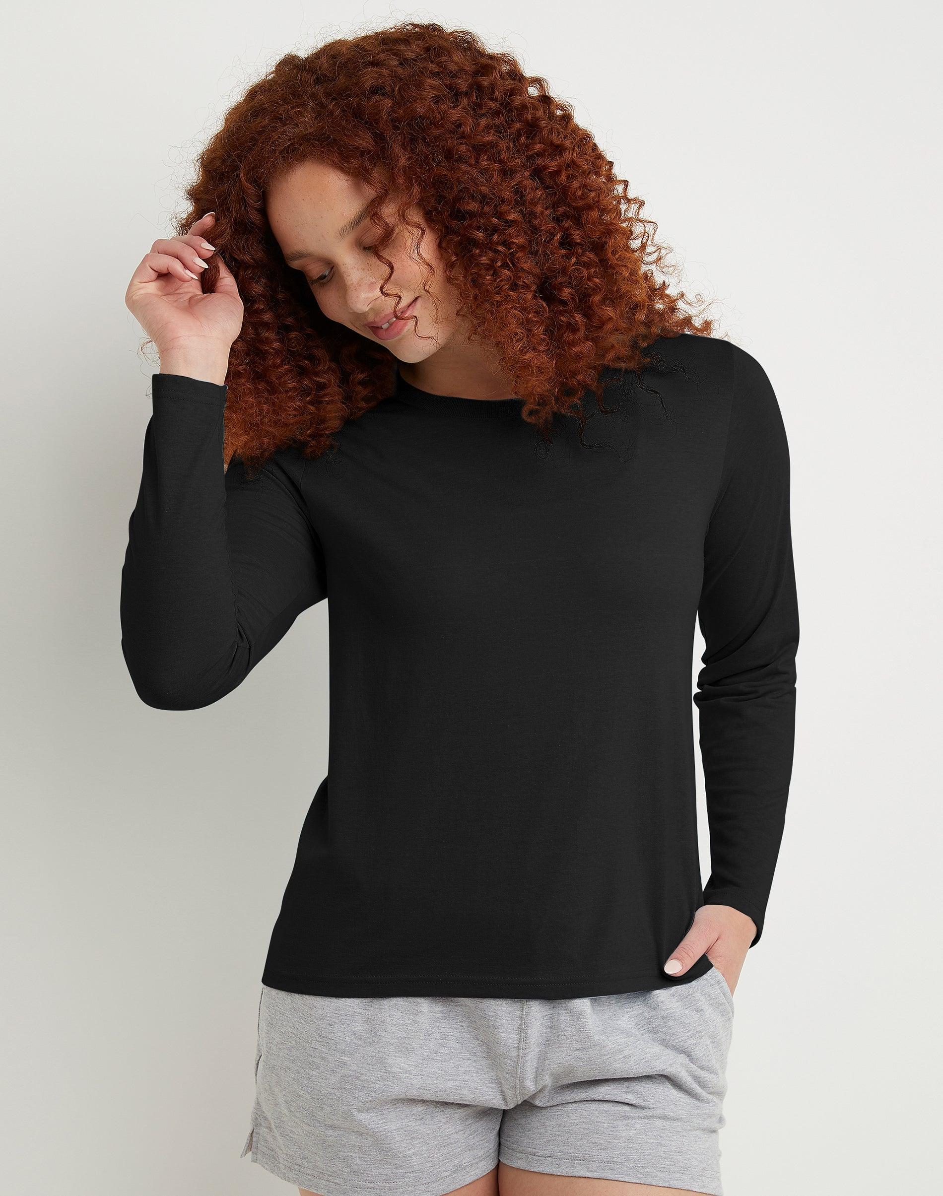 Hanes Originals Womens Tri-Blend Long-Sleeve T-Shirt Black XL Product Image