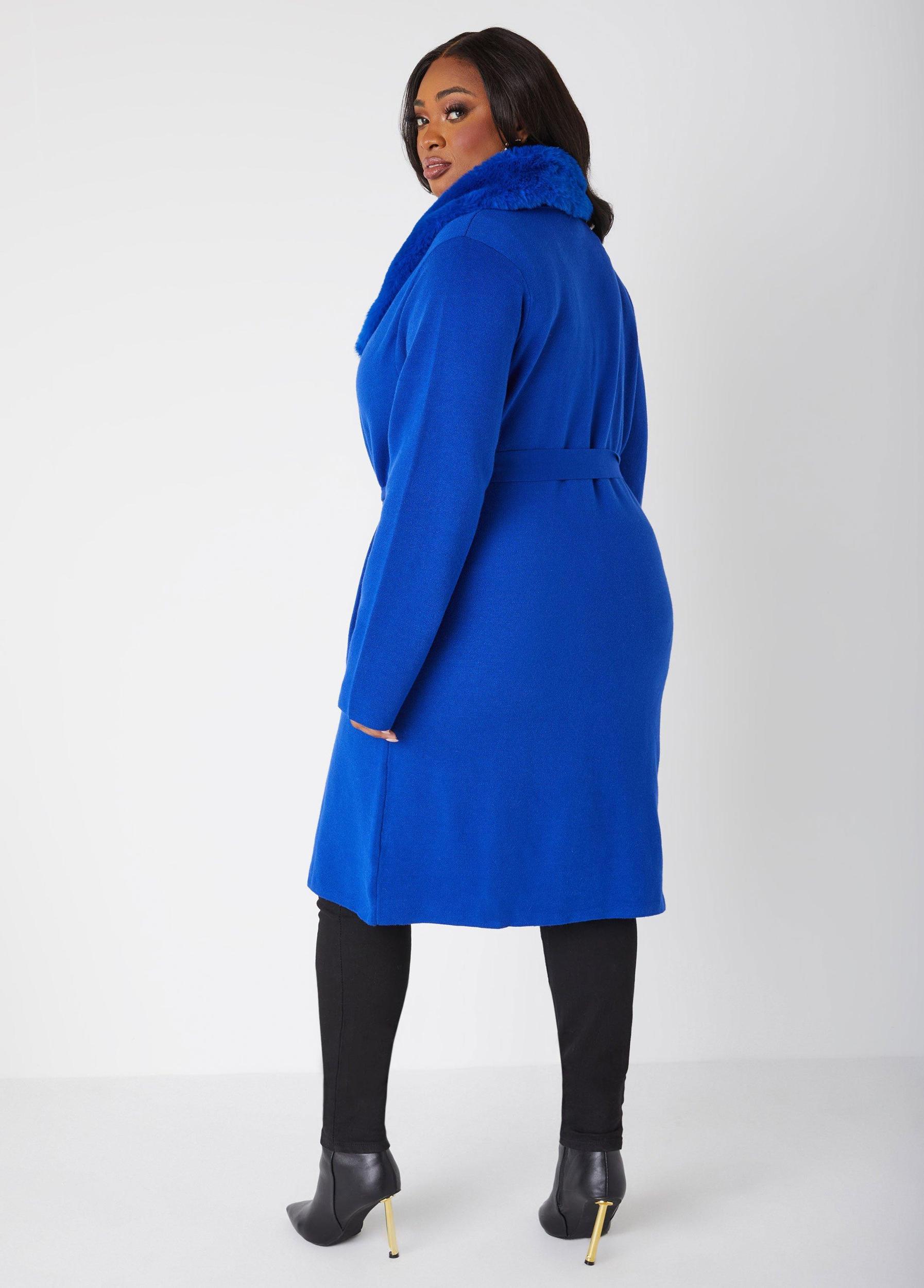 Plus Size Faux Fur Trimmed Duster Ashley Stewart Product Image