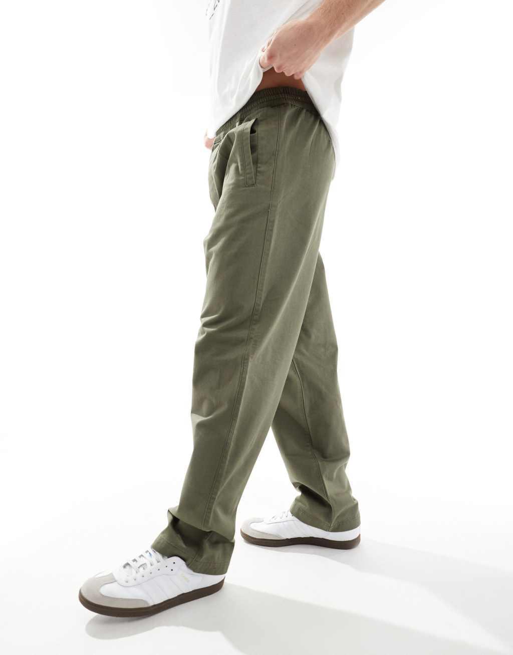 ASOS DESIGN relaxed fit pull on pants in olive Product Image