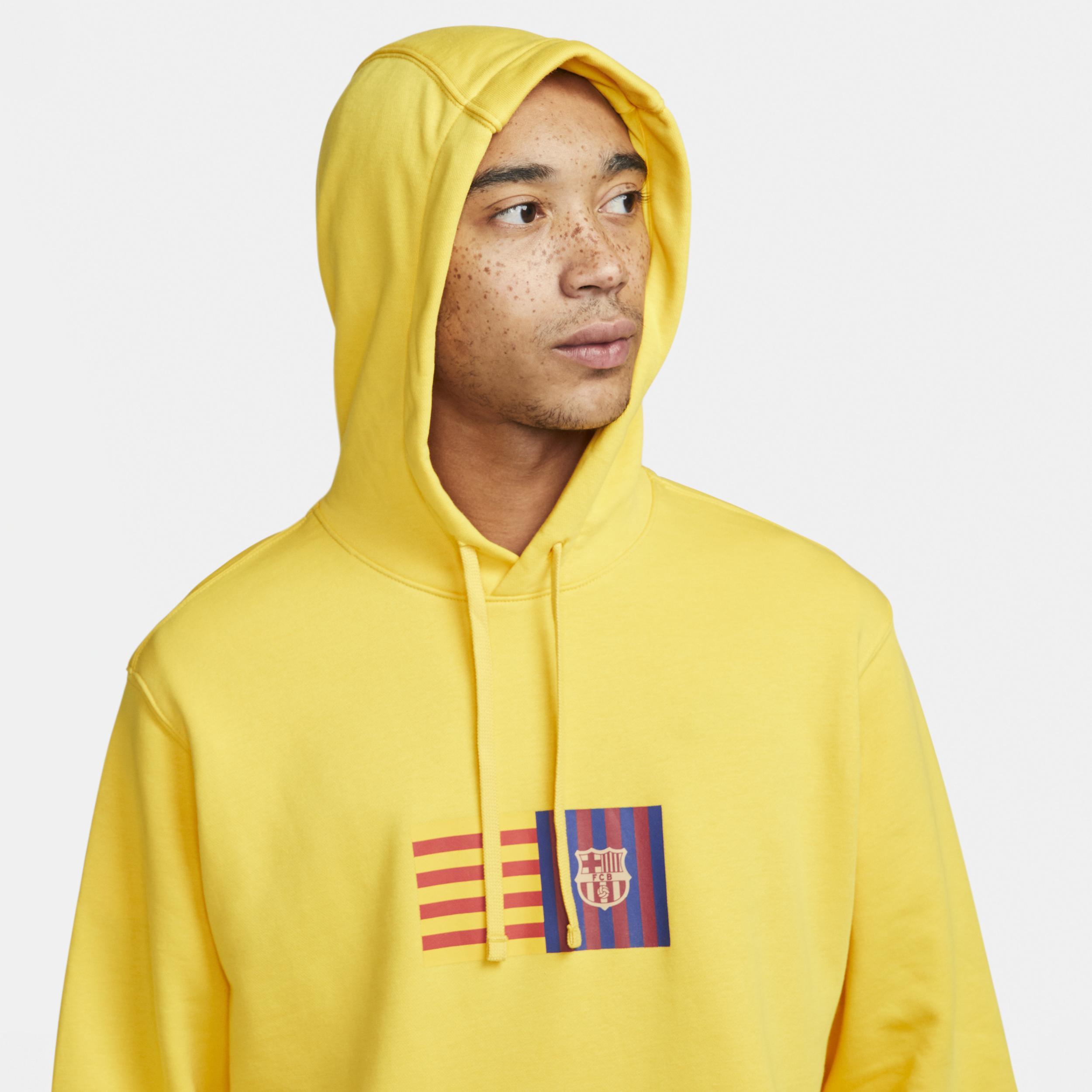 Mens Nike Yellow Barcelona Club Logo Pullover Hoodie Product Image
