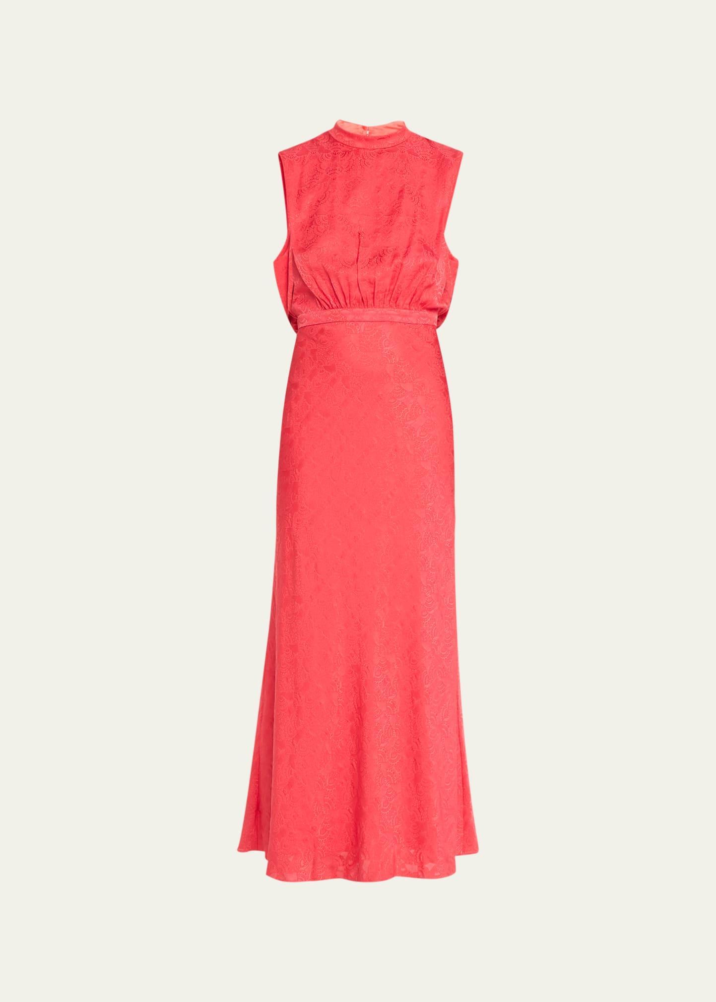 Womens Stamped Silk Sleeveless Midi-Dress Product Image