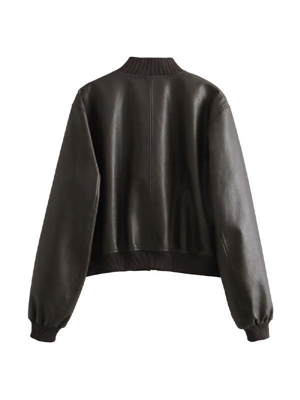 Vintage Leather Bomber Jacket Product Image