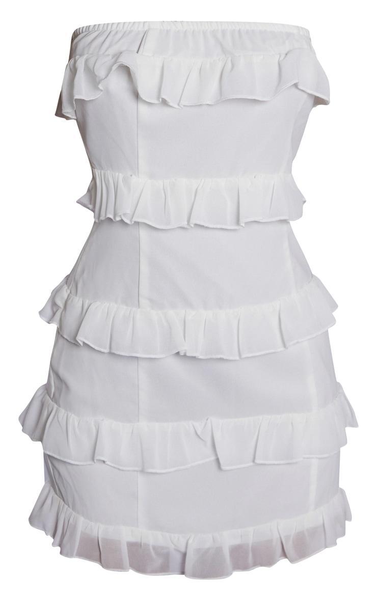 Petite White Frilled Bandeau Mini Dress Product Image