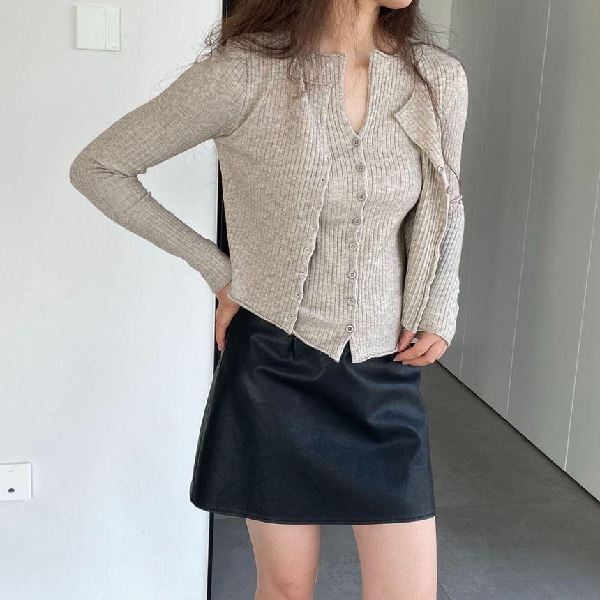 Plain Ribbed Cardigan Product Image