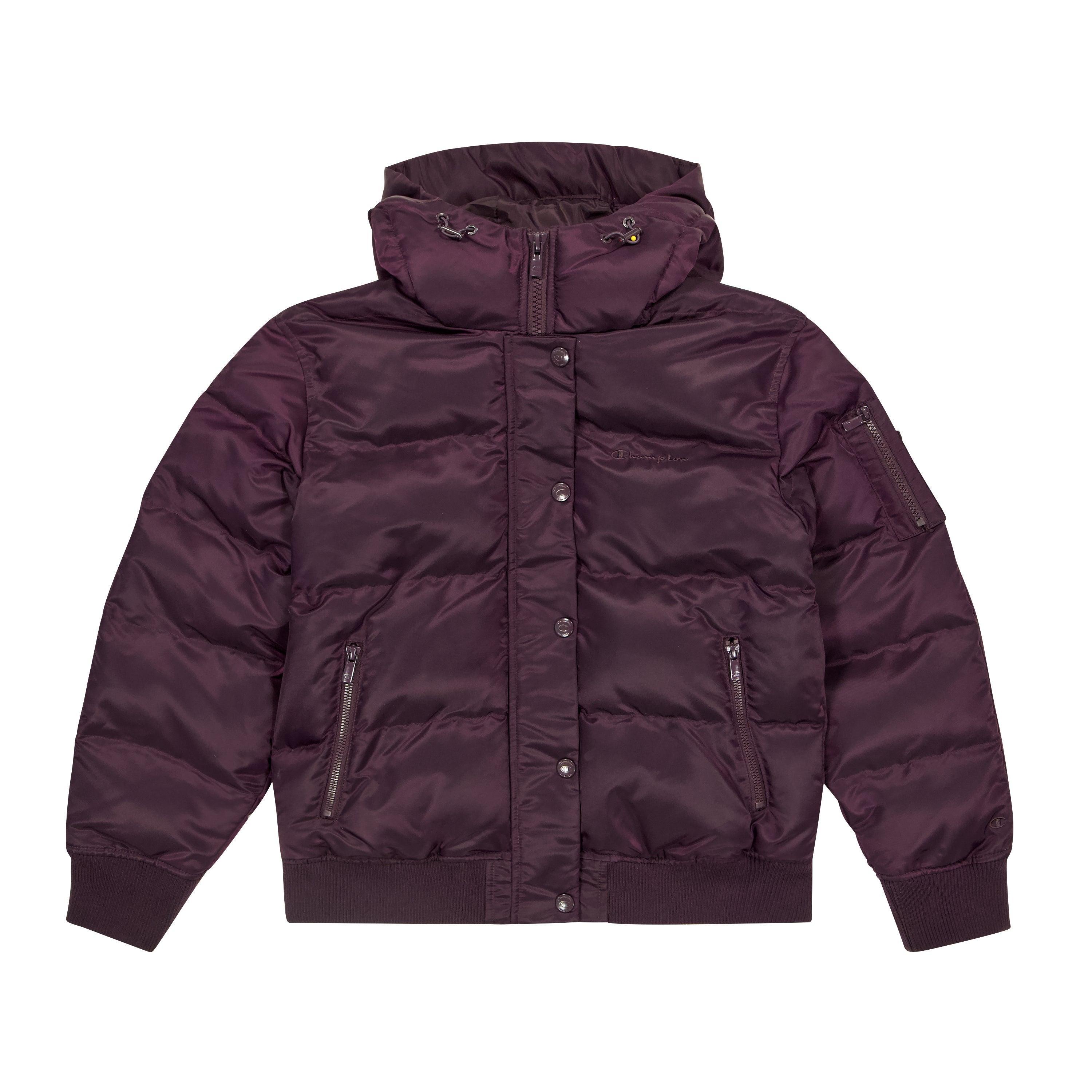 Womens Champion Quilted Bomber Jacket, Classic Script Logo Plum XL Product Image