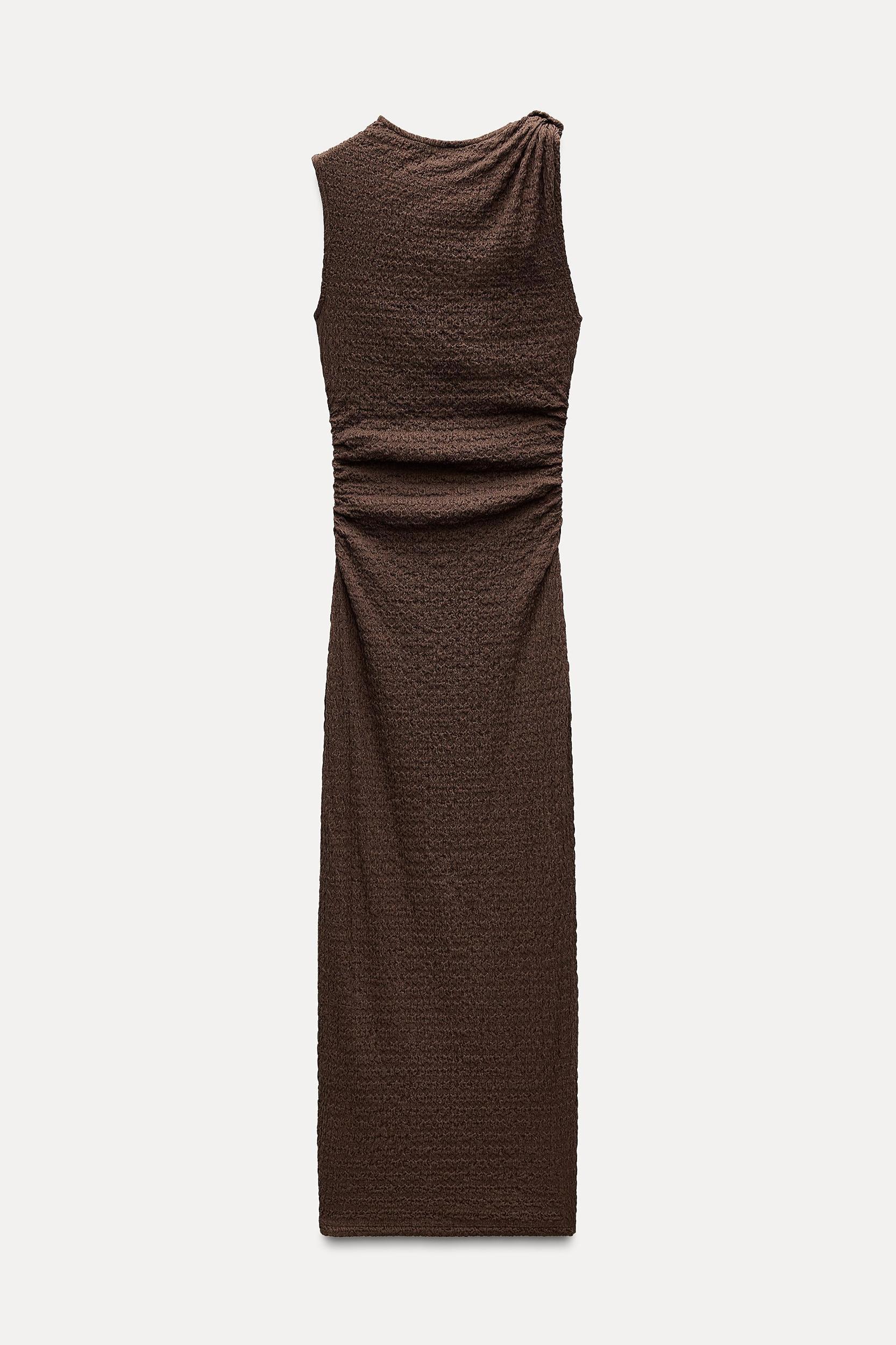 LONG TEXTURED KNOT DRESS Product Image
