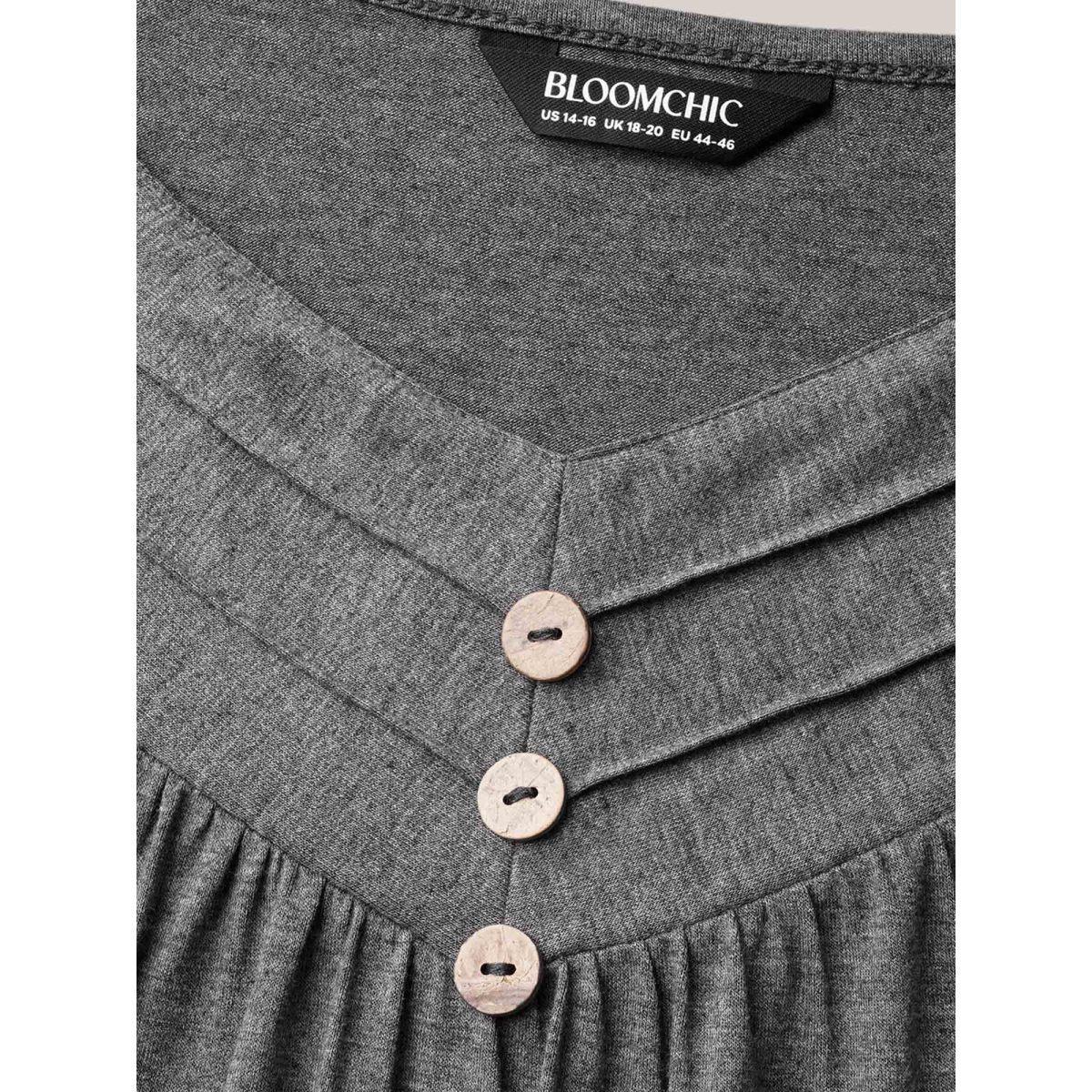 Plus Size Seamed Button Detail Pendulum Vest Women DimGray Casual Tucked seam Non Everyday Tank Tops Camis BloomChic 14-16/1X Product Image