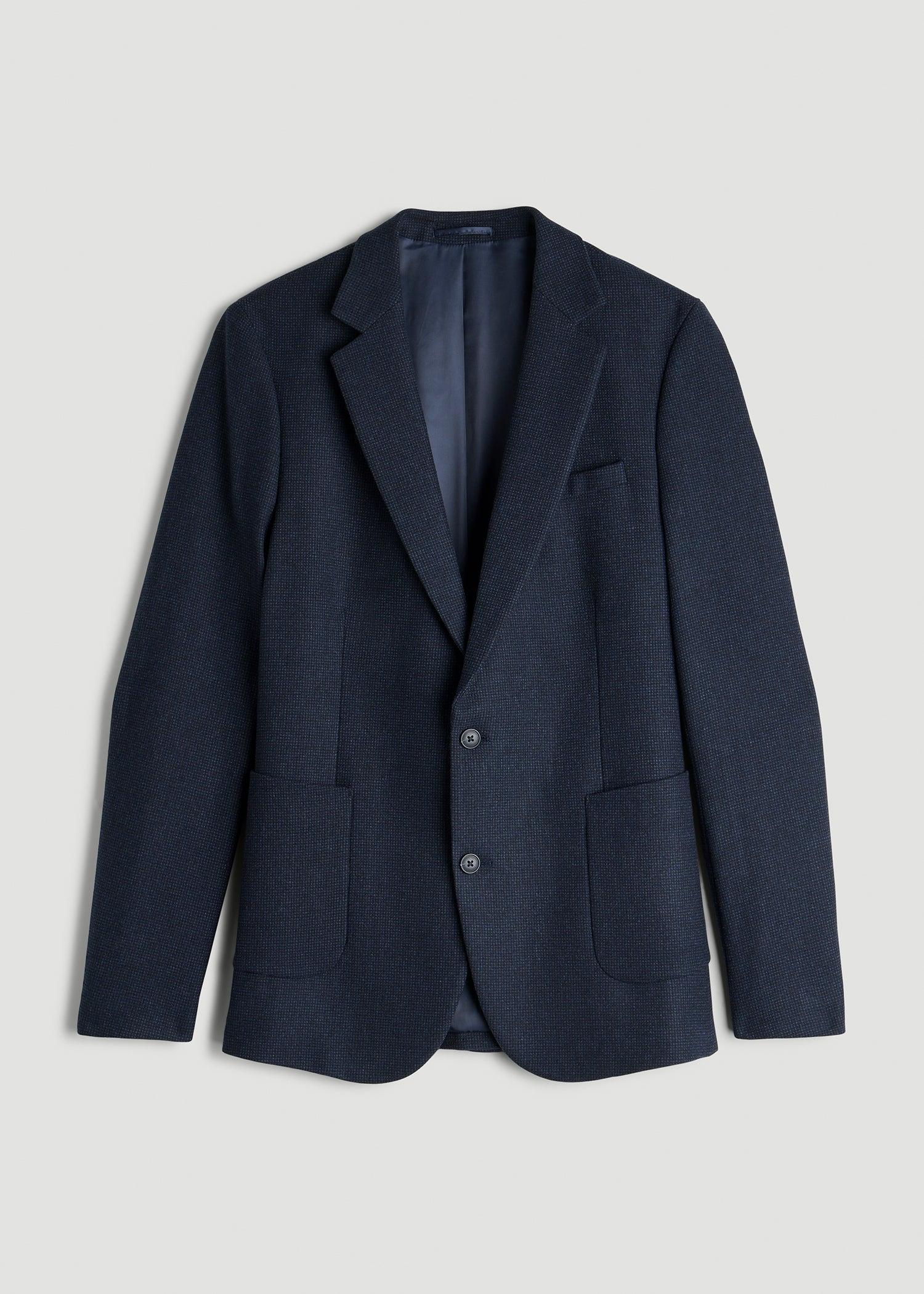 Wool Blend Blazer for Tall Men in Blue Birdseye Product Image