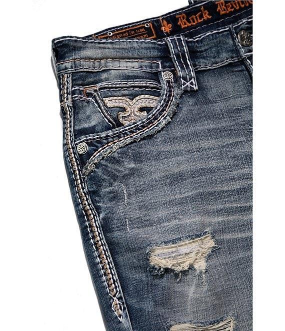 Rock Revival Braylon Straight Leg Oversized-Fleur-De-Lis-Embroidered-Pocket Jeans Product Image
