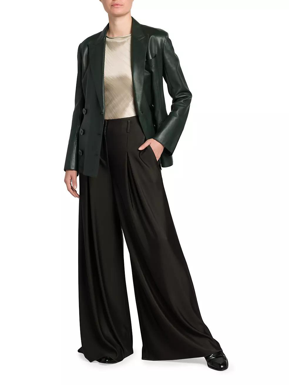 Leather Double-Breasted Blazer Product Image