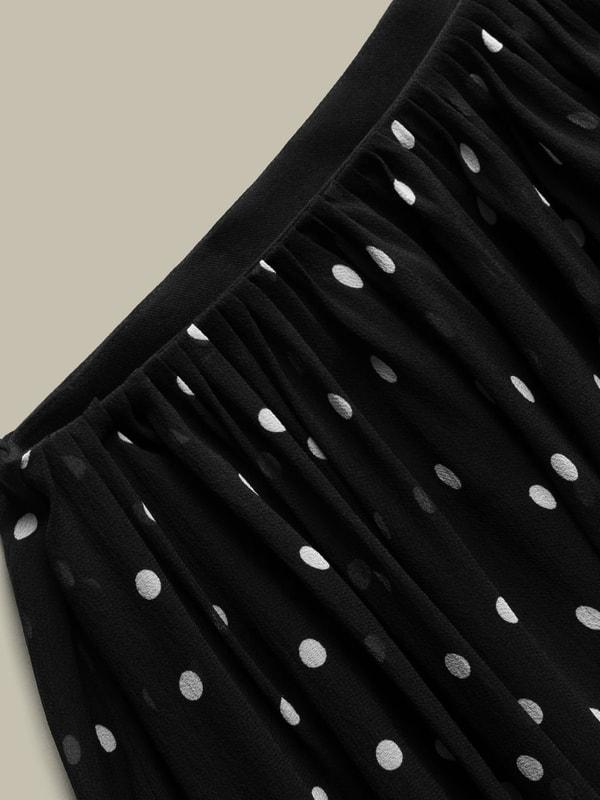 Polka-Dot Silk Midi Skirt Product Image