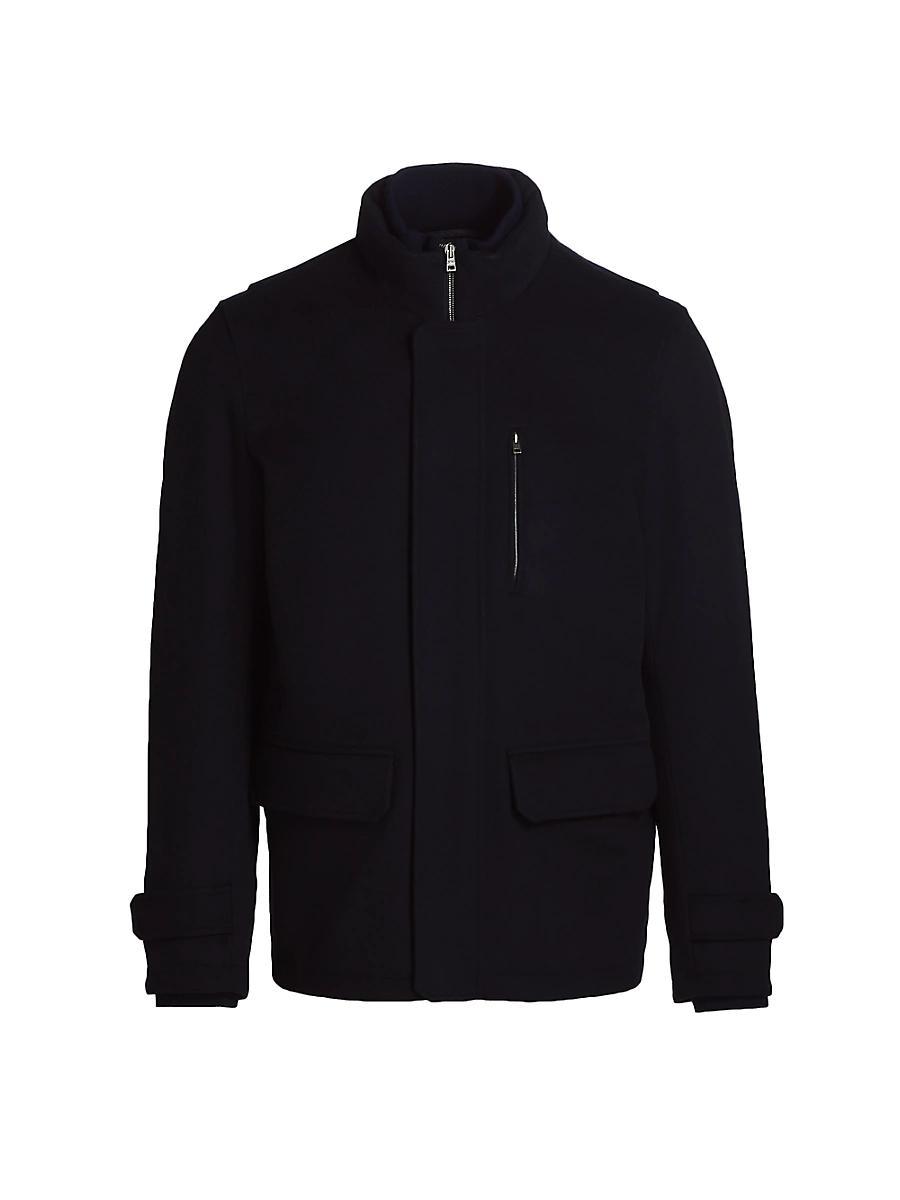 Textured Garment Dyed Button-Through Shirt in Indigo Blue Product Image