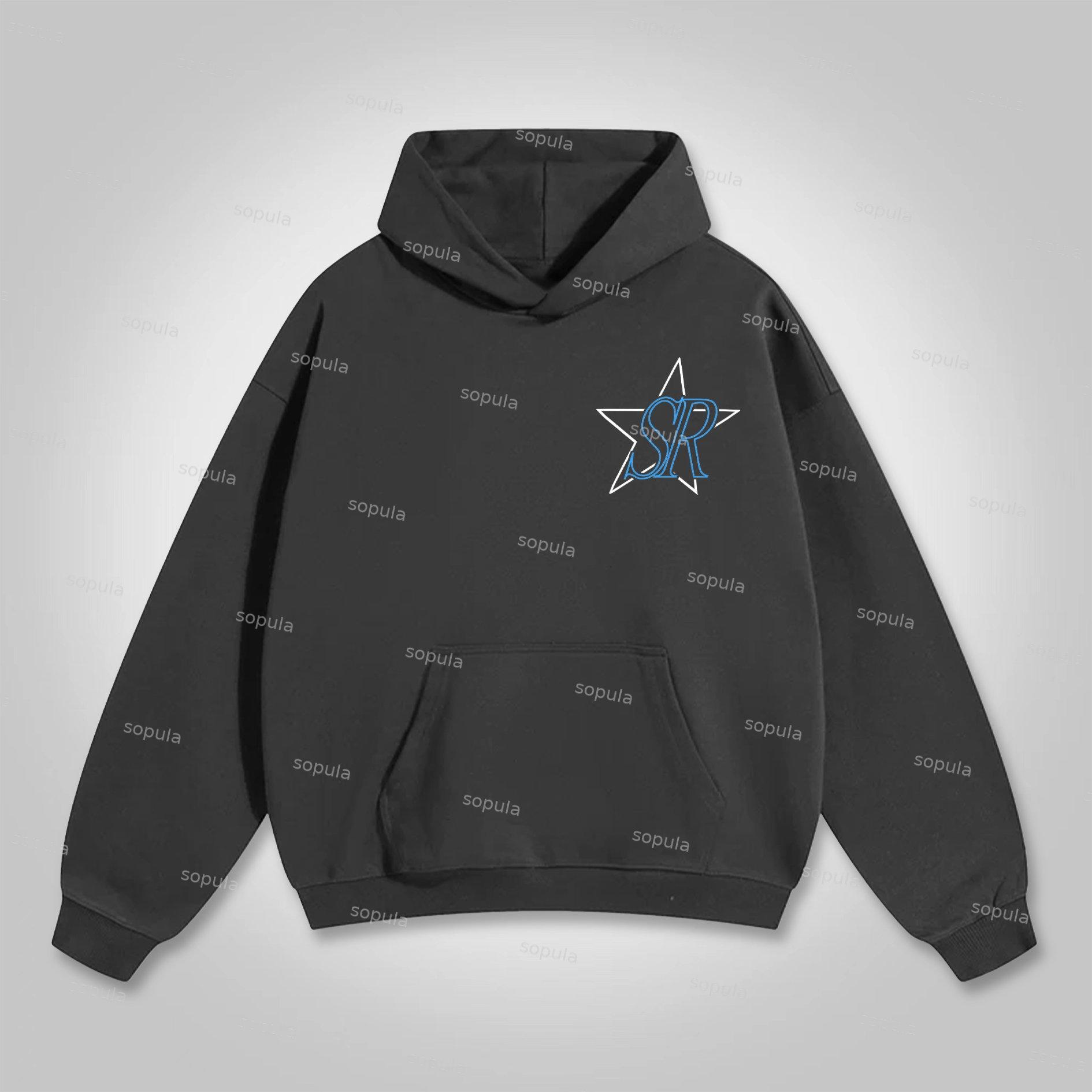 Sopula Vintage Stars Graphic Print Pocket Hoodie Product Image