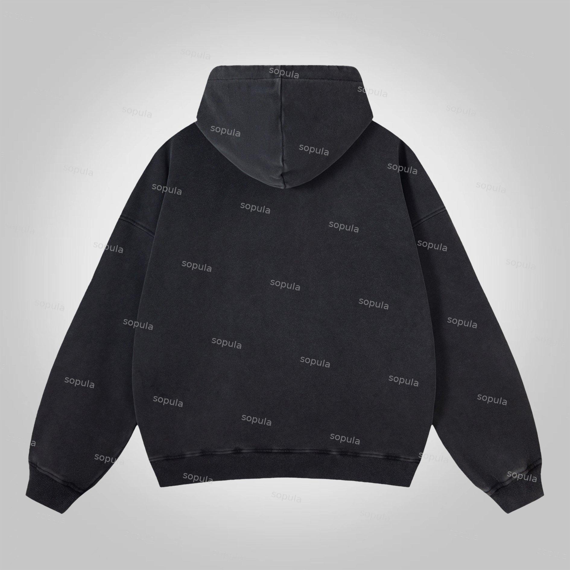 Blurred Network Portrait Graphic Washed Hoodie Product Image