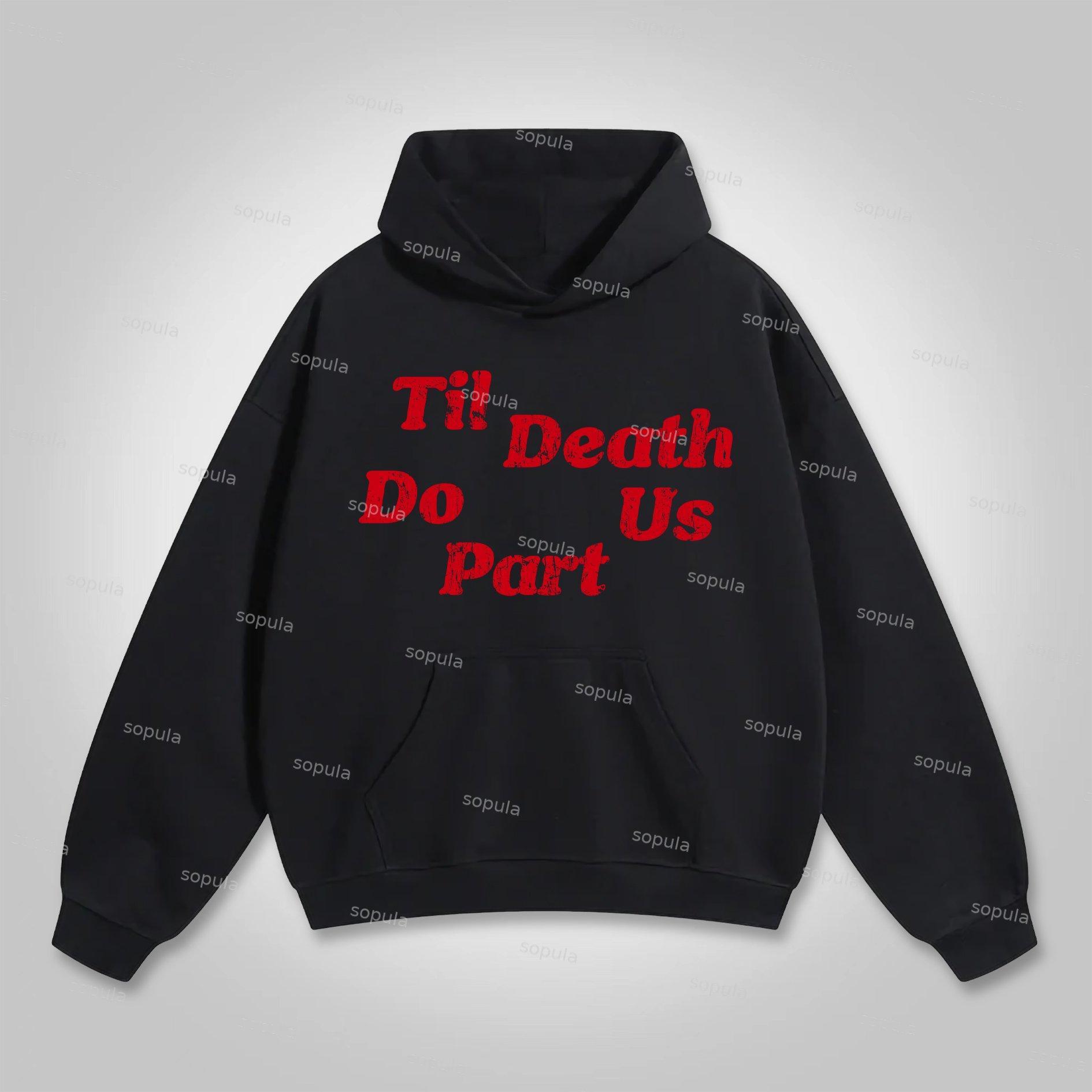 Sopula Til Death Do Us Part Skull Vintage Graphic Pocket Hoodie Product Image