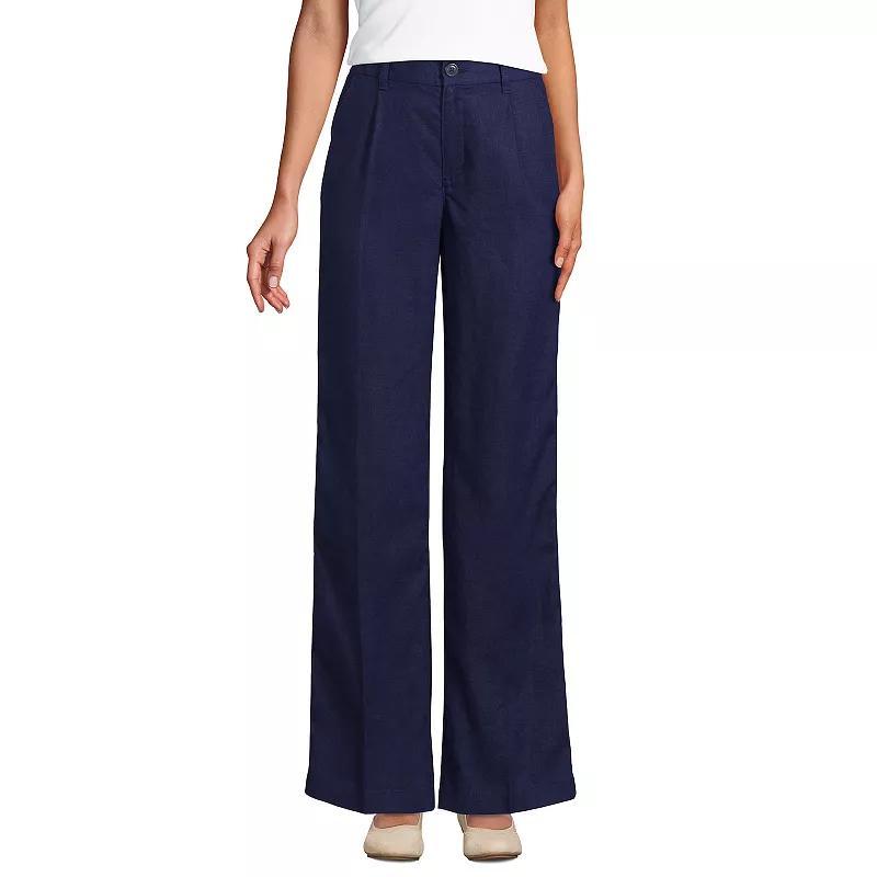 Women's Lands' End High-Rise Wide-Leg Linen Pleated Pants, Size: 14, White Product Image