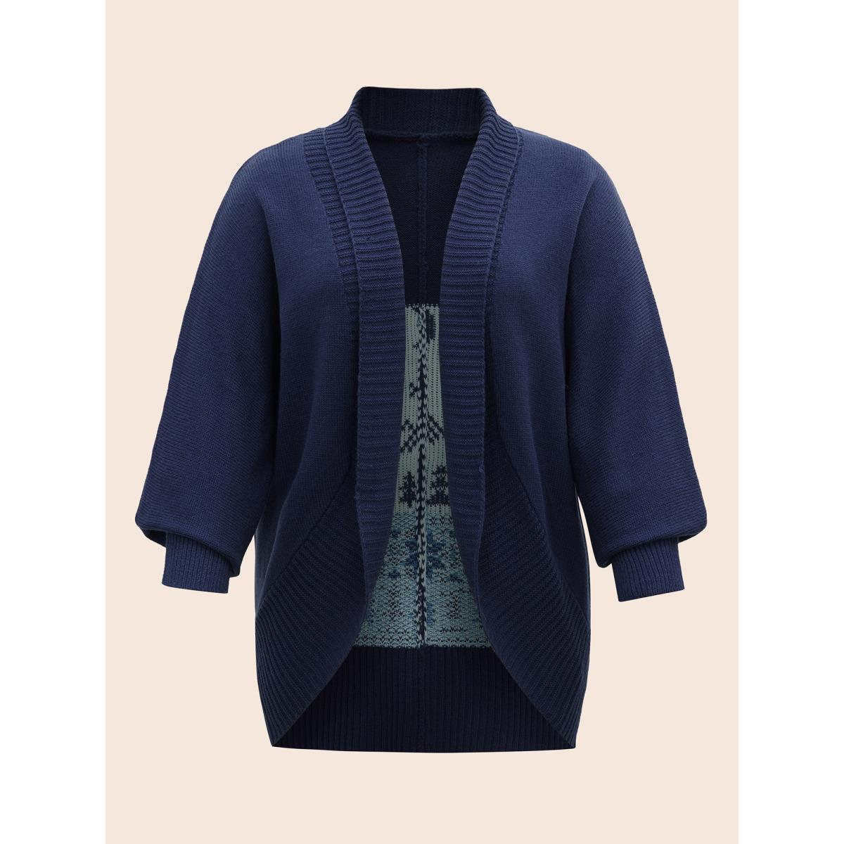 Plus Size Winter Wonderland Shawl Collar Open Cardigan Indigo Women Casual Loose Long Sleeve Everyday Cardigans BloomChic 10/M Product Image