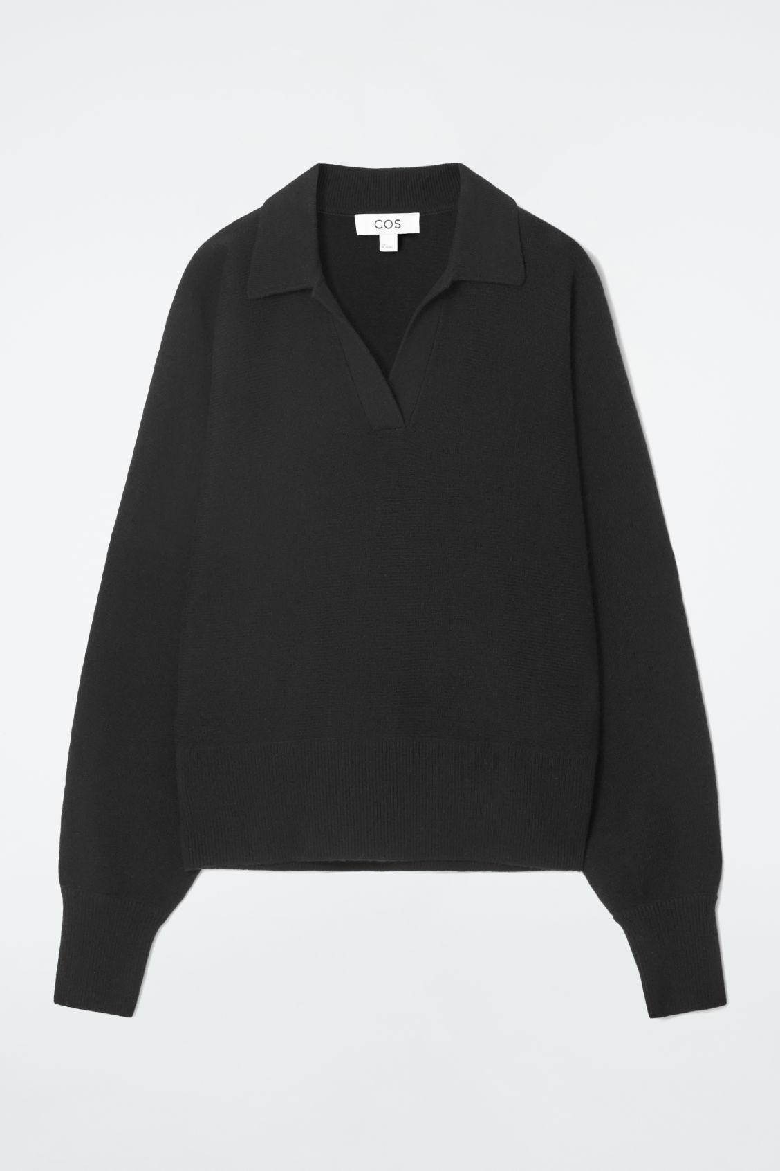 BATWING-SLEEVE WOOL POLO SWEATER Product Image
