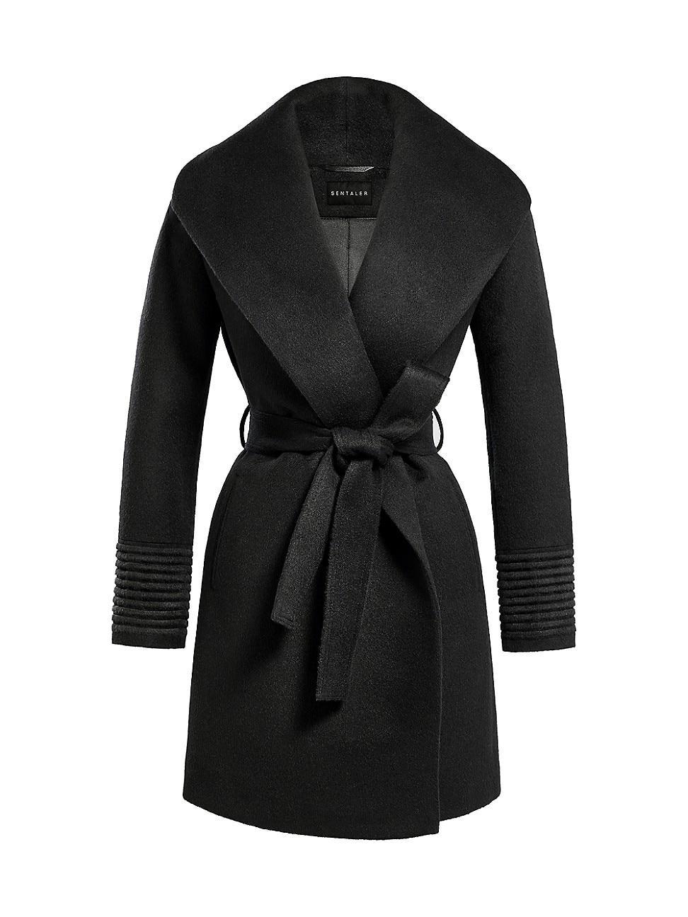 Womens Shawl-Collar Wrap Coat Product Image