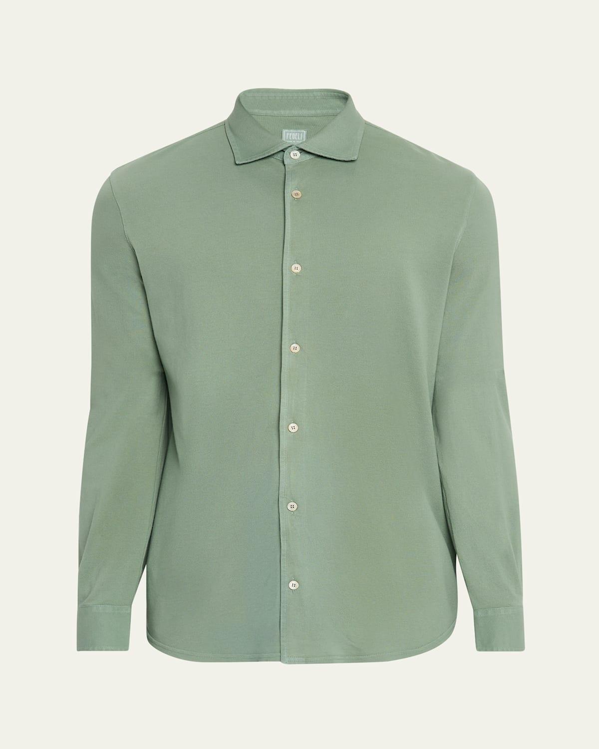 Mens Frosted Pique Casual Button-Down Shirt Product Image