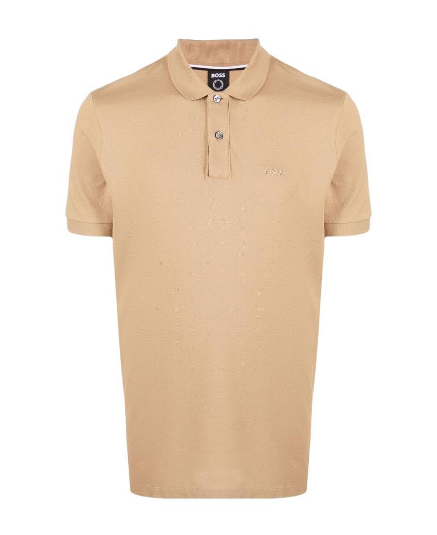 HUGO BOSS Embroidered-logo Polo Shirt In Nude Product Image
