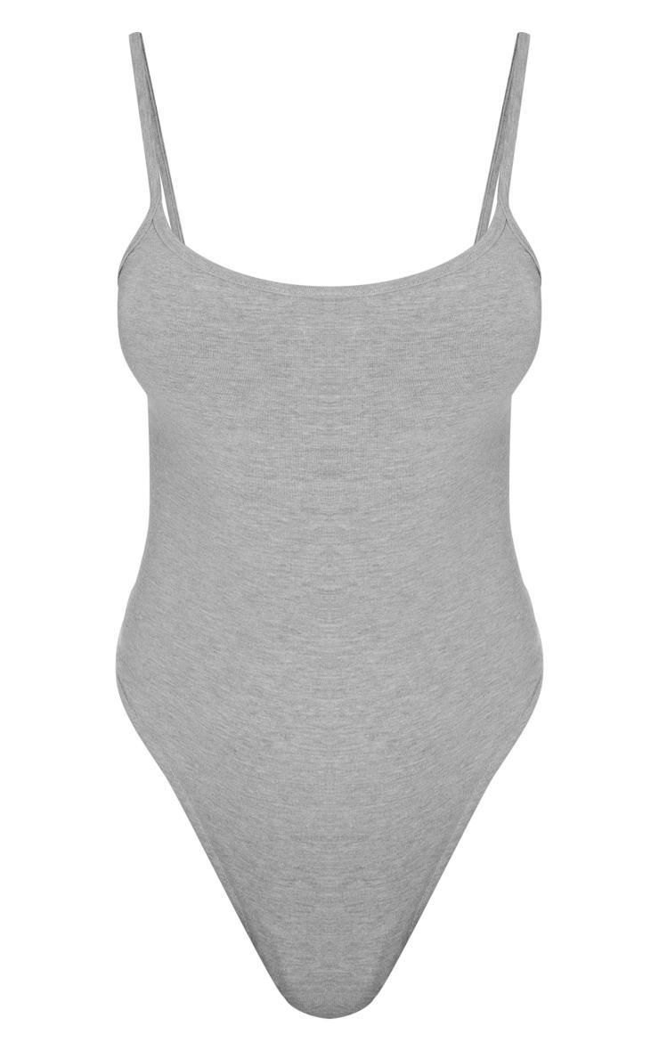 Basic Grey Marl Cotton Blend Scoop Neck Bodysuit Product Image