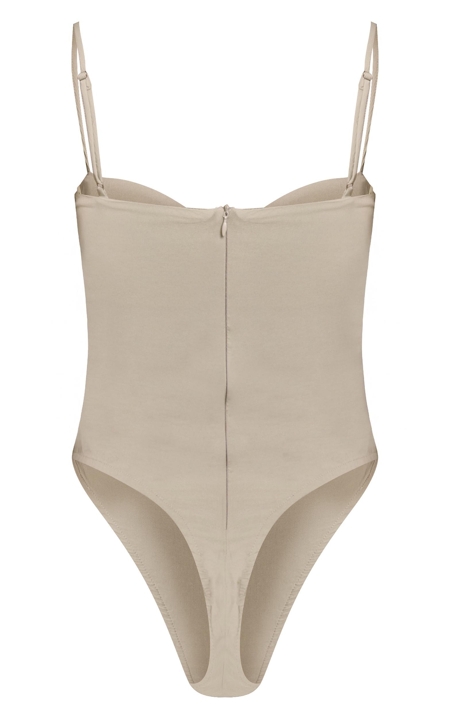 Stone Woven Stretch Strappy Bodysuit Product Image