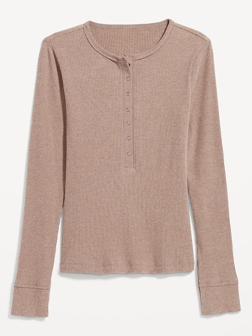 Ribbed Henley Top Product Image