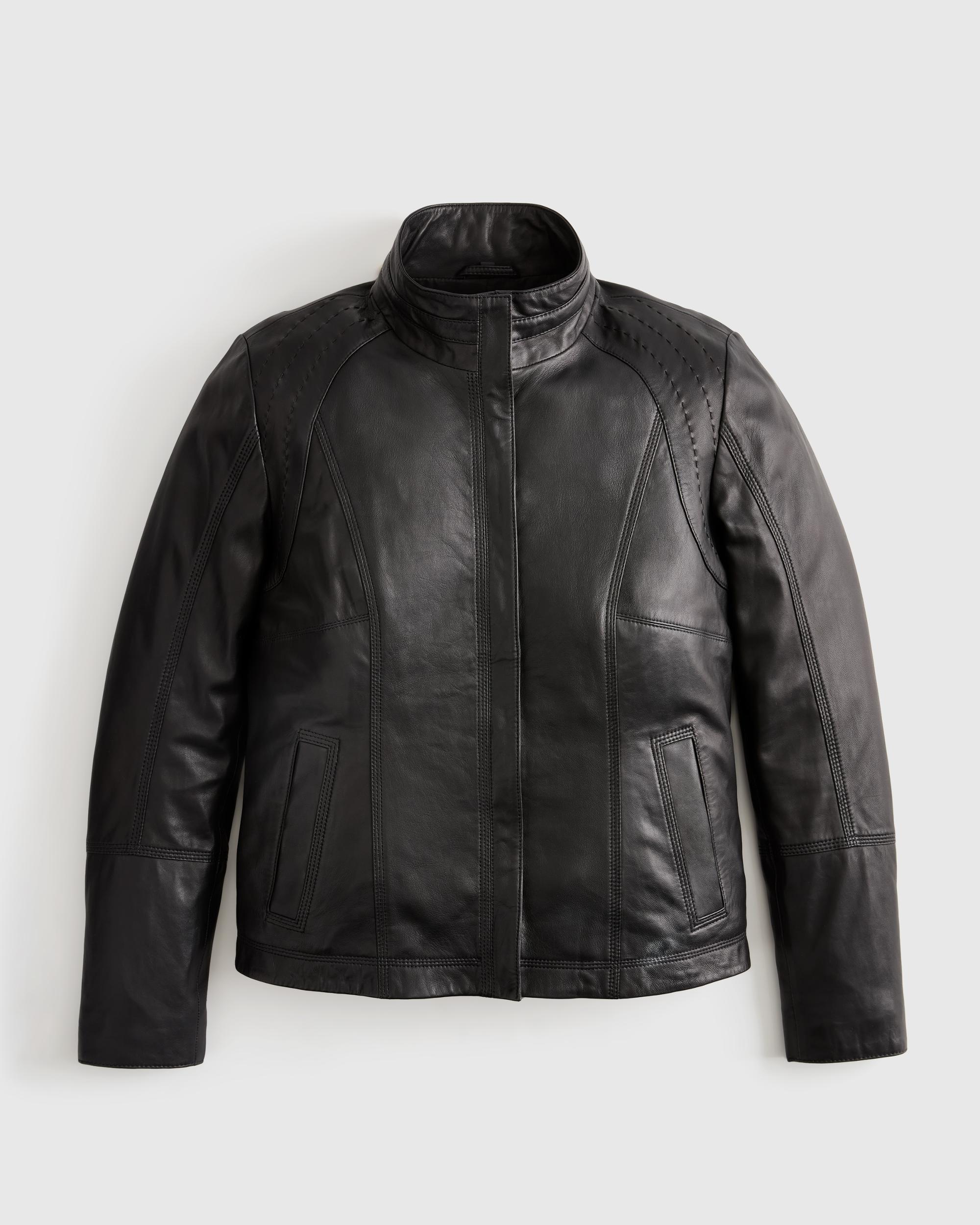 Quince | Women's Stand-Collar Jacket Size XL, Leather Product Image