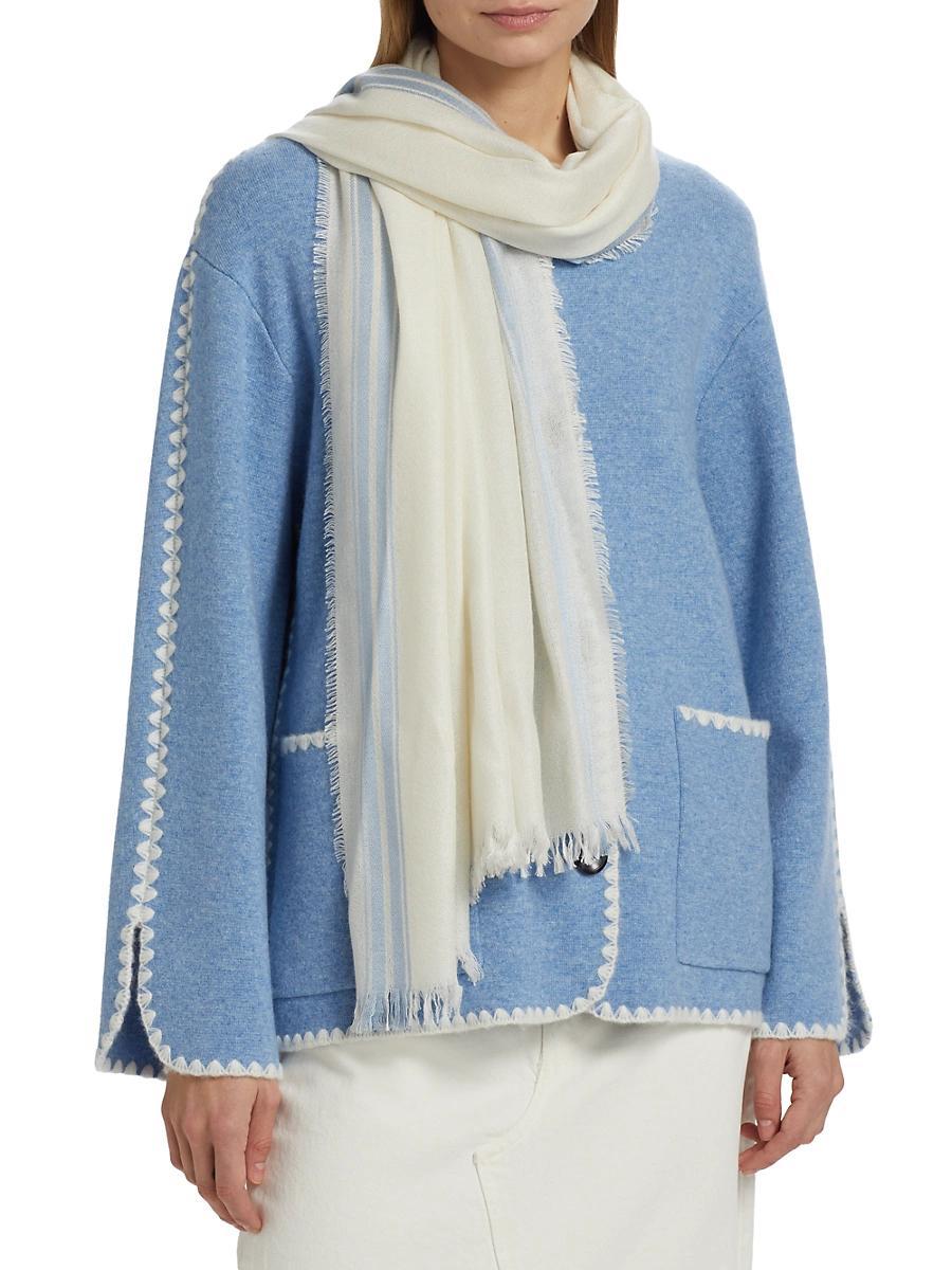 Womens Cashmere & Silk Twill Border Striped Scarf Product Image
