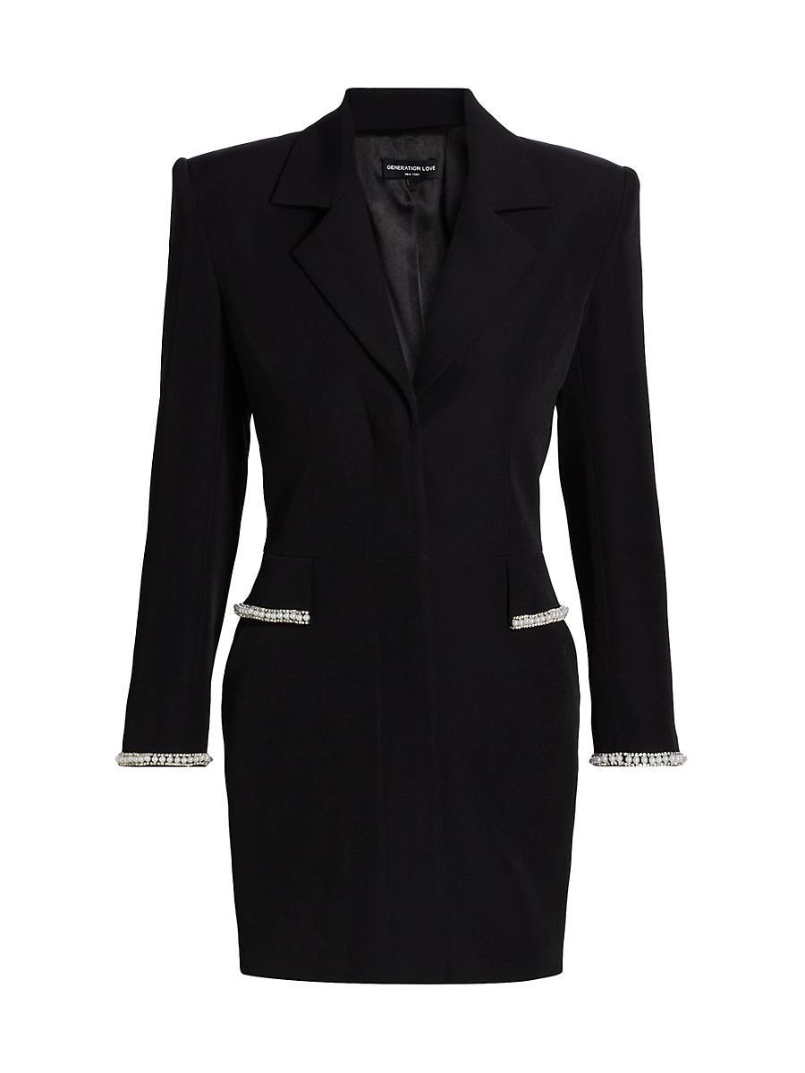 Womens Stellina Faux-Pearl-Embellished Crepe Blazer Minidress Product Image