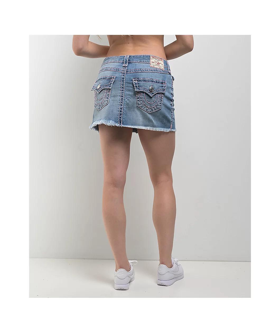 True Religion Sadie Super T Aqua Marine Wash Mini Skirt Product Image