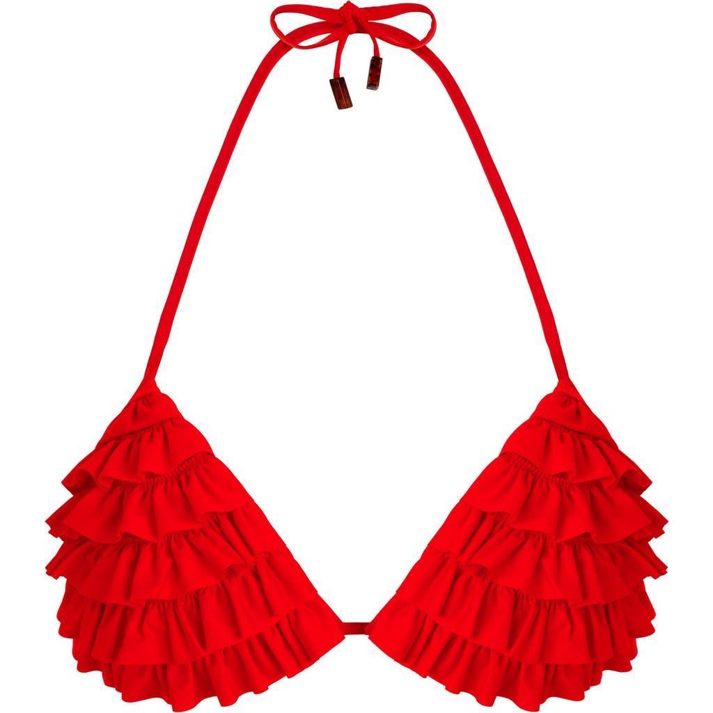 Womens Ruffled Padded Bikini Top Product Image