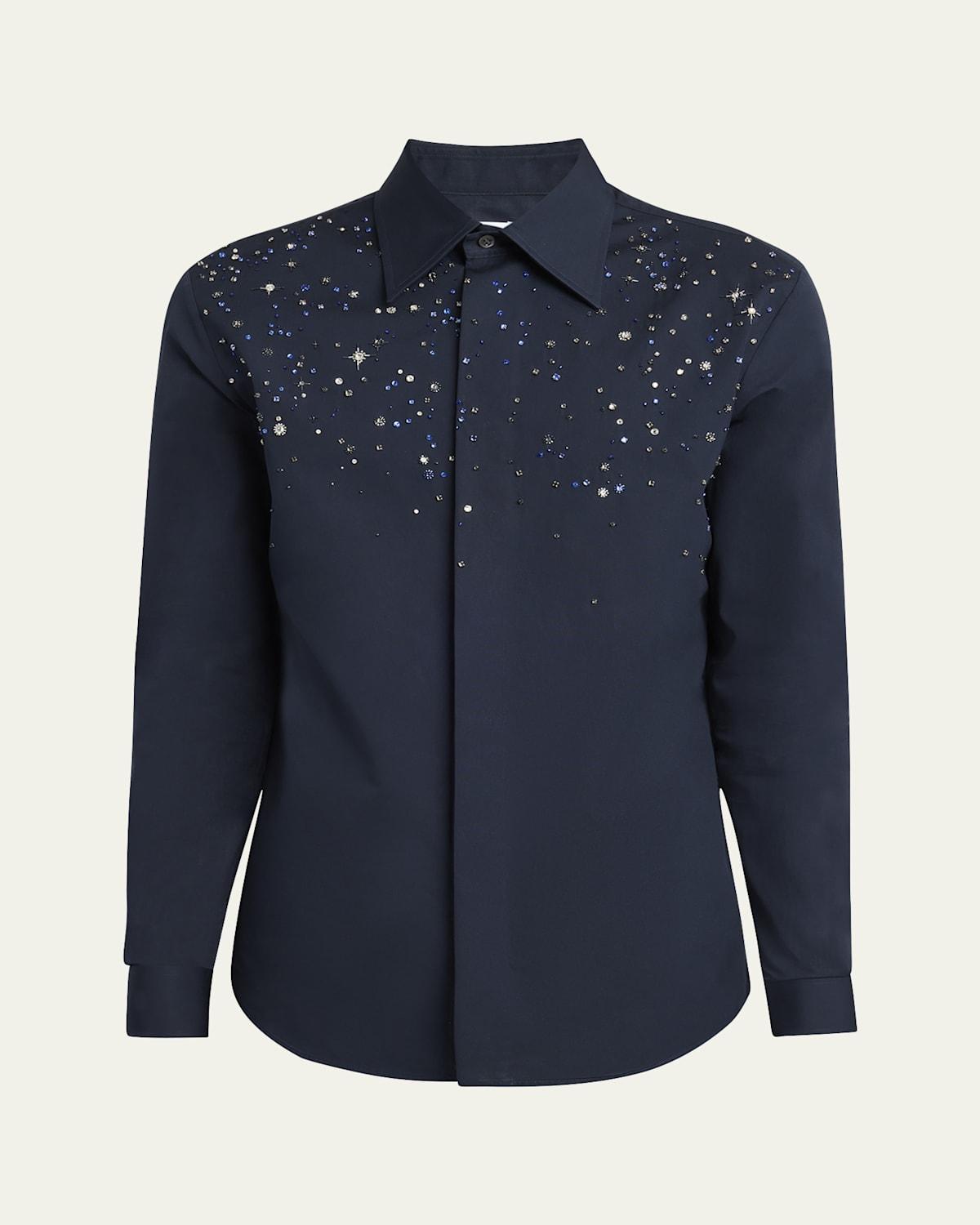 Mens Crystal-Embellished Dress Shirt Product Image
