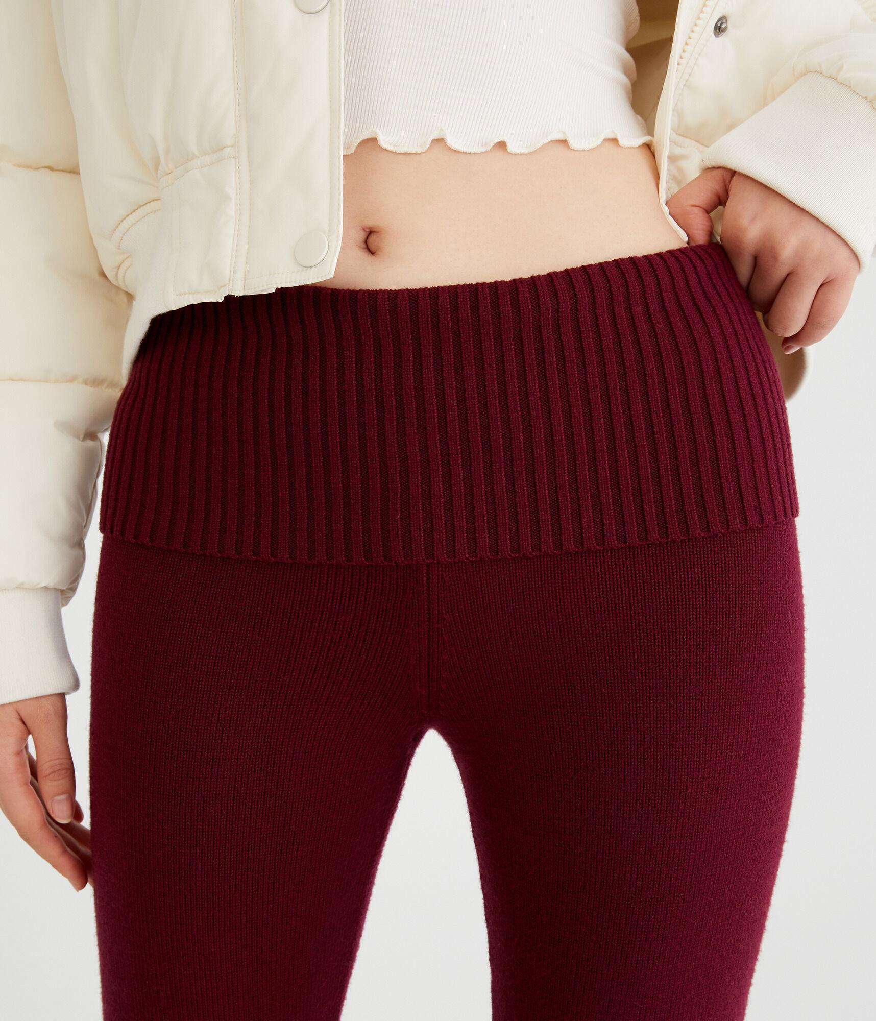 Flare Mid-Rise Fold-Over Sweater Pants Product Image