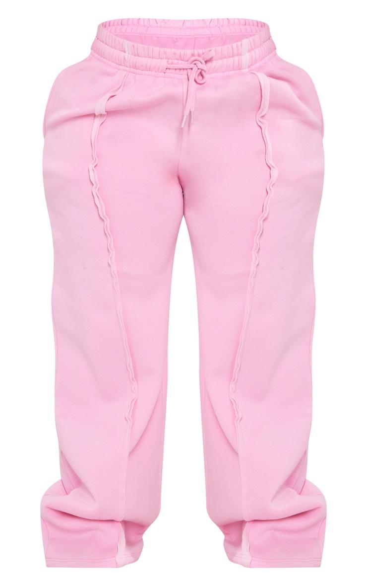Plus Light Pink Oversized Wide Leg Seam Detail Sweatpants Product Image